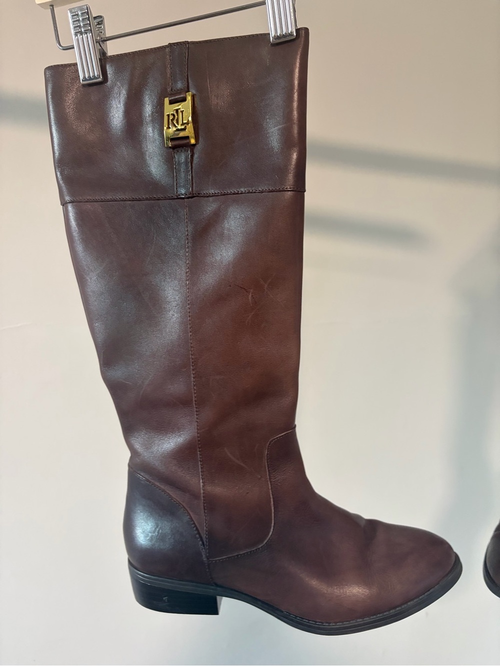 Ralph Lauren Dark Brown Leather Knee-High Riding Boot - Maribel - Size 8 - Picture 2 of 11